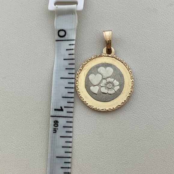 Authentic 9k gold and silver Elegant Two-Tone Pendant Necklace - Picture 3 of 4